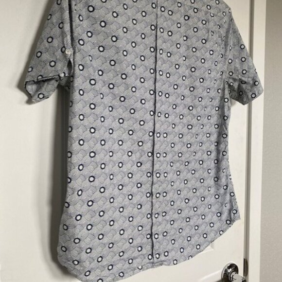 BEN SHERMAN Short Sleeve Retro Blue Print Shirt Sz Medium - Picture 12 of 12